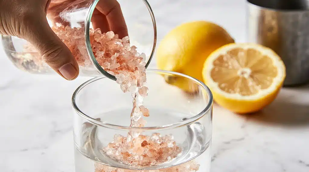 pink salt weight loss recipe – Proven Trick That Works Fast! 18 pink salt weight loss recipe with lemon and water being mixed