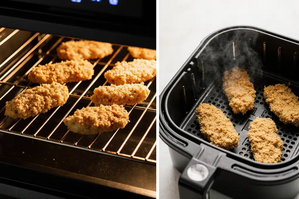 The Ultimate Crispy Cornflake Chicken Tenders (Baked or Air Fryer!) 14 Cornflake chicken tenders baking and air frying comparison