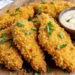 The Ultimate Crispy Cornflake Chicken Tenders (Baked or Air Fryer!) 16 Cornflake chicken tenders crispy golden baked plated