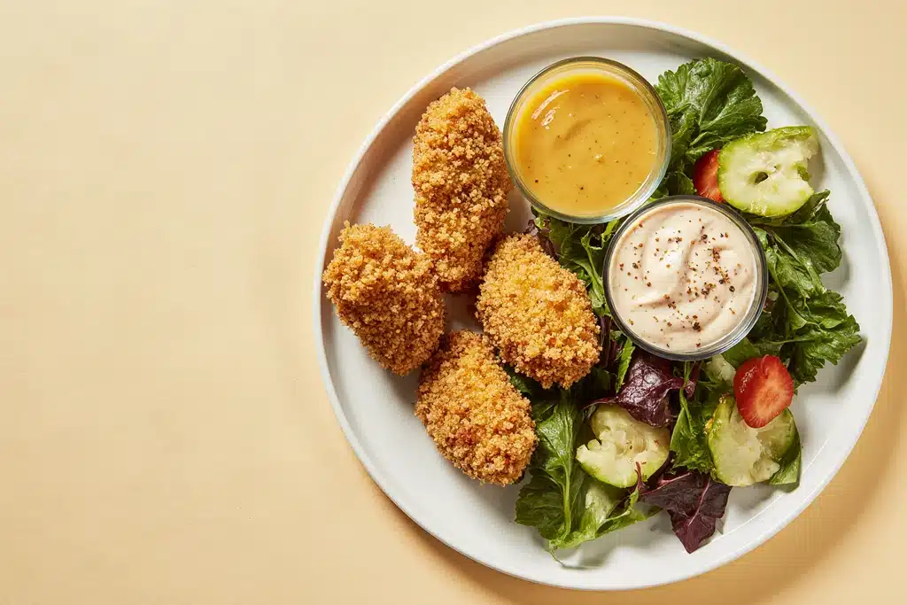 The Ultimate Crispy Cornflake Chicken Tenders (Baked or Air Fryer!) 15 Cornflake chicken tenders with homemade dipping sauces