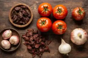 Chicken Birria Tacos Recipe: Authentic Mexican Flavor (Oven, Instant Pot & Slow Cooker) 13 Chicken birria ingredients including dried chiles and fresh veggie