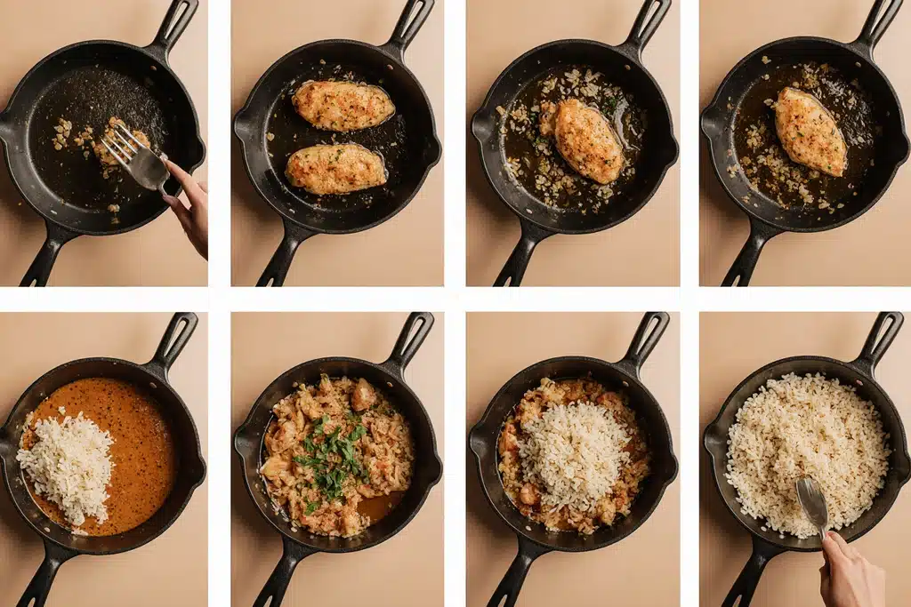 Chicken Scampi with Garlic Parmesan Rice (Easy One-Pan Recipe) 3 Chicken Scampi with Garlic Parmesan Rice cooking steps