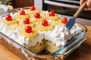 Juicy Pineapple Heaven Cake Recipe – Easy, Moist & Perfect for Busy Moms 10 Chilled Pineapple Heaven Cake in fridge