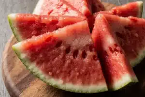 Watermelon cut into diamond-shaped pieces for fried watermelon recipe