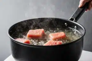 Hot vegetable oil for frying fried watermelon