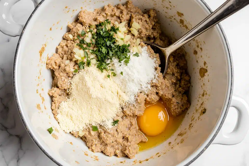 Melt in Your Mouth Garlic Parmesan Chicken Meatloaf: Easy, Healthy, and Family-Approved 12 Bowl with ingredients for garlic parmesan chicken meatloaf