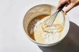 Batter mixing for fried watermelon recipe