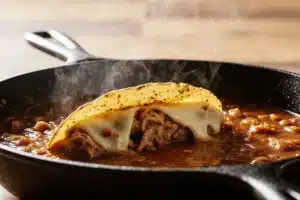 Chicken Birria Tacos Recipe: Authentic Mexican Flavor (Oven, Instant Pot & Slow Cooker) 20 Frying chicken birria tacos with cheese in skillet