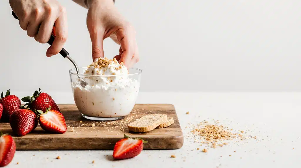 Strawberry Delight DTI preparation with fresh strawberries and cream