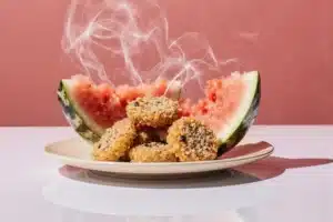 Freshly served crispy fried watermelon recipe