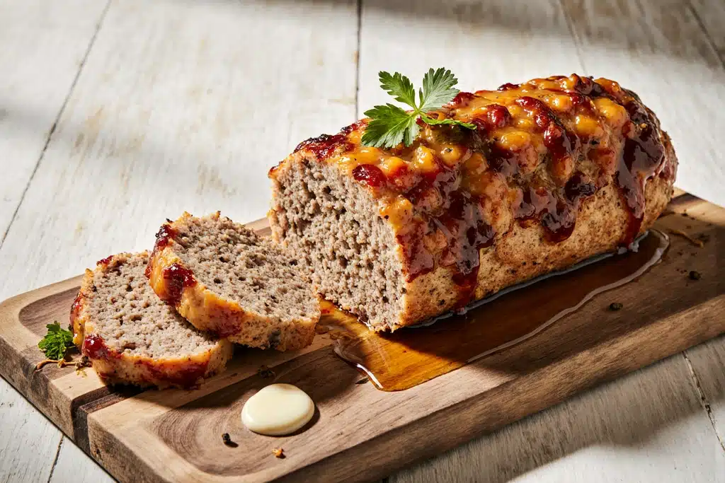 Melt in Your Mouth Garlic Parmesan Chicken Meatloaf: Easy, Healthy, and Family-Approved 17 Slices of garlic parmesan chicken meatloaf ready to serve