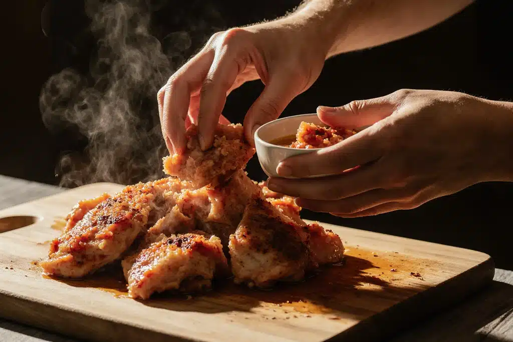 Chicken Birria Tacos: The Ultimate Recipe for Crispy, Juicy Flavor 4 Shredding chicken for chicken birria tacos