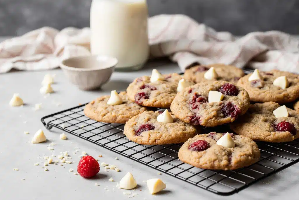 Irresistible White Chocolate Raspberry Cookies 🍪 – Soft, Sweet & So Easy to Make!