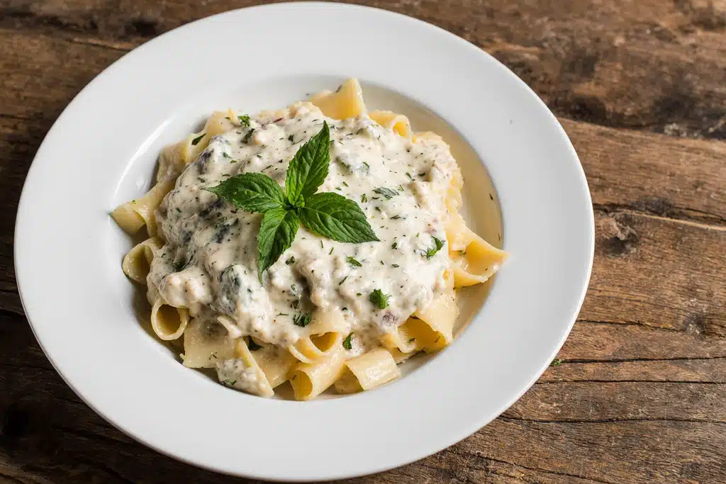 How to Make the Perfect Asiago Cream Sauce (Best Recipe + Tips) 17 Asiago cream sauce served over pasta with fresh parsley garnish