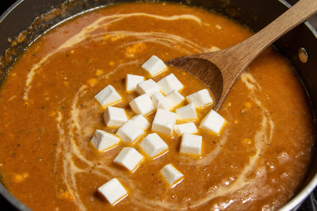 Melting Cheese into Creamy Chicken Enchilada Soup
