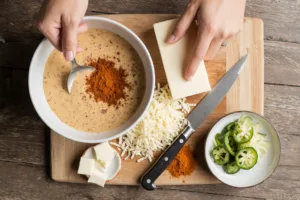 Prep Chicken Enchilada Soup Seasonings and Dairy