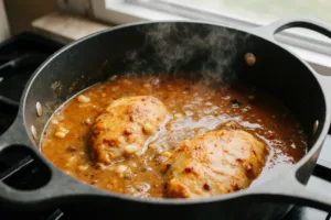 Simmering Chicken in Enchilada Soup