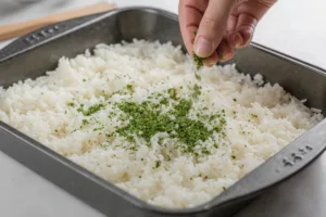 Step 9 Add Furikake to Spicy Salmon Sushi Bake