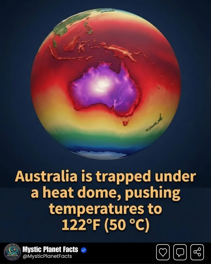 Australia Trapped Under Continent-Sized Heat Dome as Temperatures Hit 122°F 1 Australia under a heat dome with temperatures reaching 122°F.