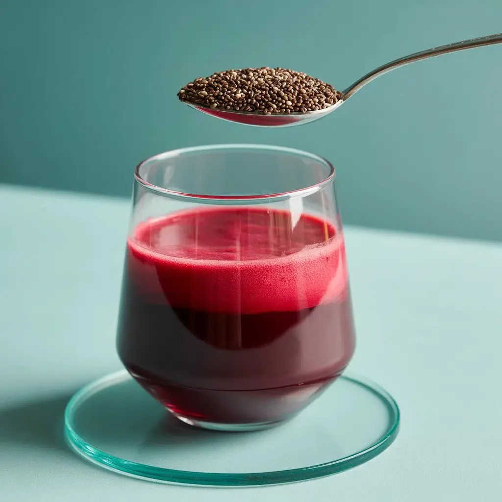 Beetroot Chia Detox Drink 1 Refreshing beetroot chia detox drink in a glass