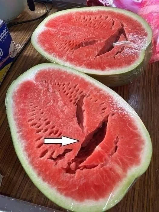 Cracks in Watermelon While Cutting: What They Mean 1 Watermelon showing cracks while cutting, indicating ripeness or damage.