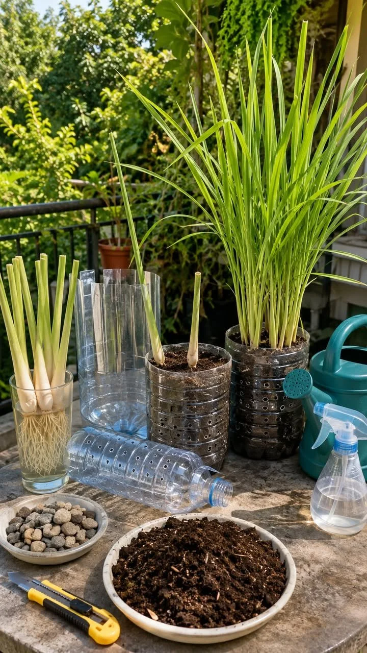 DIY Lemongrass Planter Using Plastic Water Bottles 1 DIY lemongrass planter made from recycled plastic water bottles