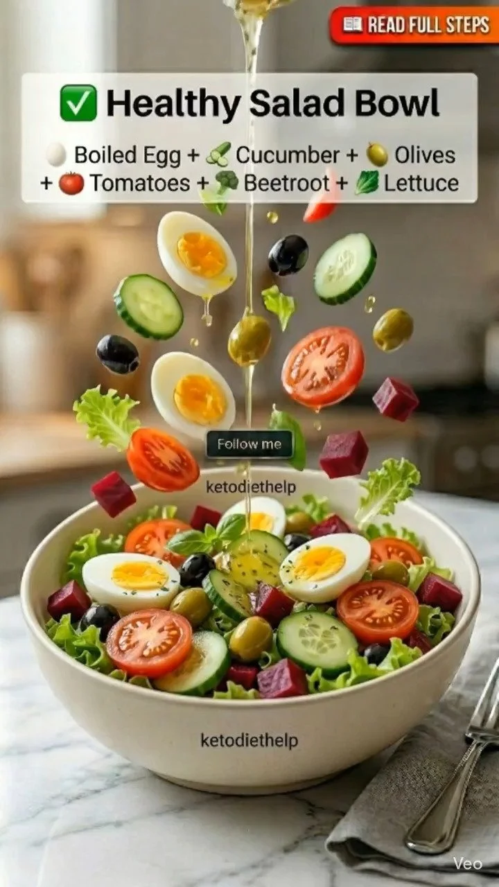 Fresh Egg and Veggie Salad Bowl 1 Fresh egg and veggie salad bowl with colorful ingredients