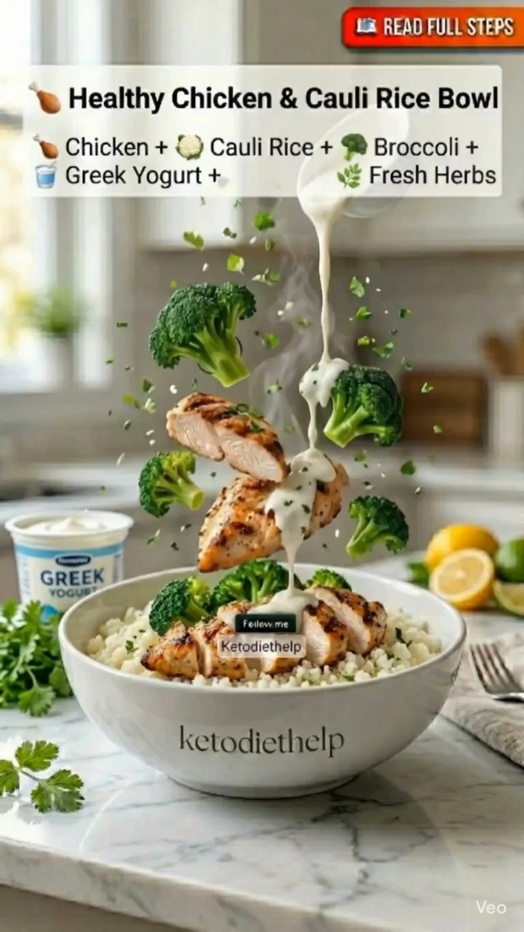 Garlic Herb Chicken Bowl Recipe 1 Delicious Garlic Herb Chicken bowl topped with fresh herbs and seasonings