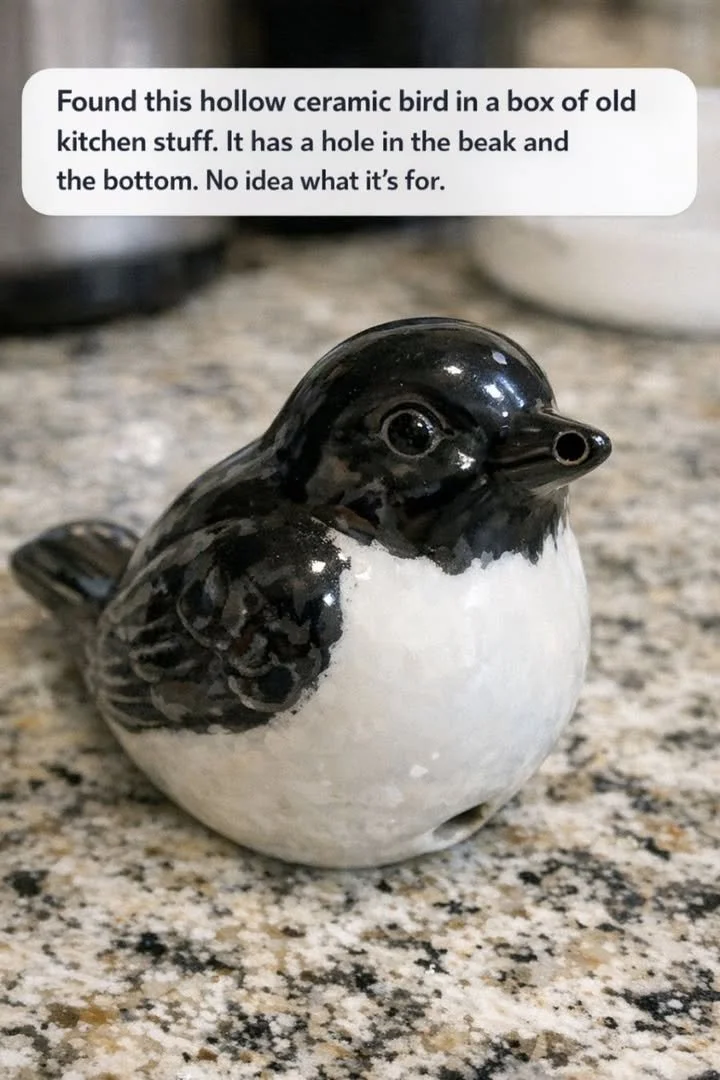 Hollow Ceramic Bird with Holes in Beak and Bottom 1 Hollow ceramic bird with holes in beak and bottom, perfect for home decor.