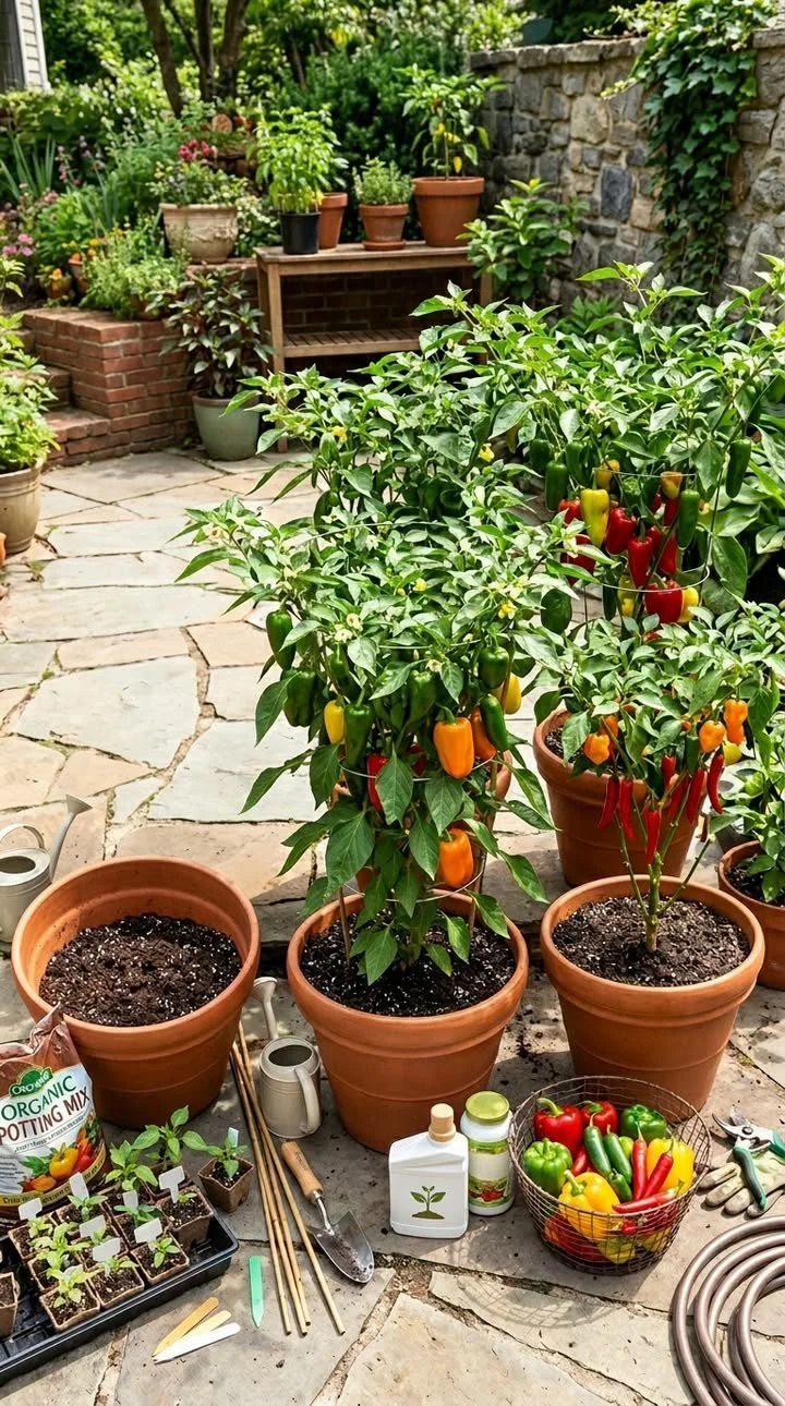 How to Grow Peppers in Garden Pots: The Best Tips 1 Gardener planting peppers in pots for an optimal harvest.