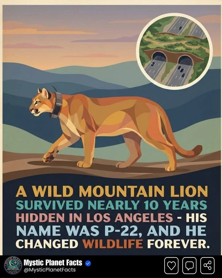 P-22, the iconic mountain lion of Los Angeles, navigating urban landscapes.