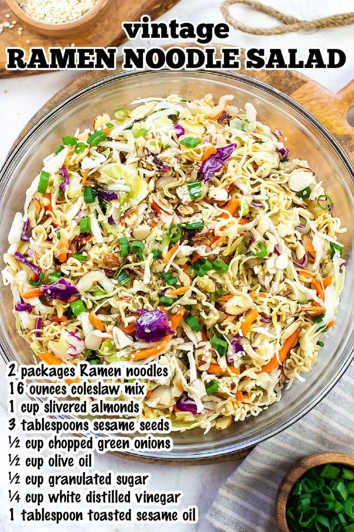 Ramen Noodle Salad Recipe 1 Delicious Ramen Noodle Salad with fresh vegetables and vinaigrette dressing