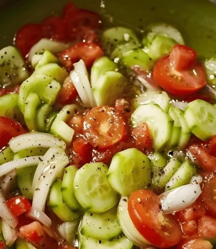 A delicious plate of Grandma's summer recipe featuring fresh veggies and herbs.