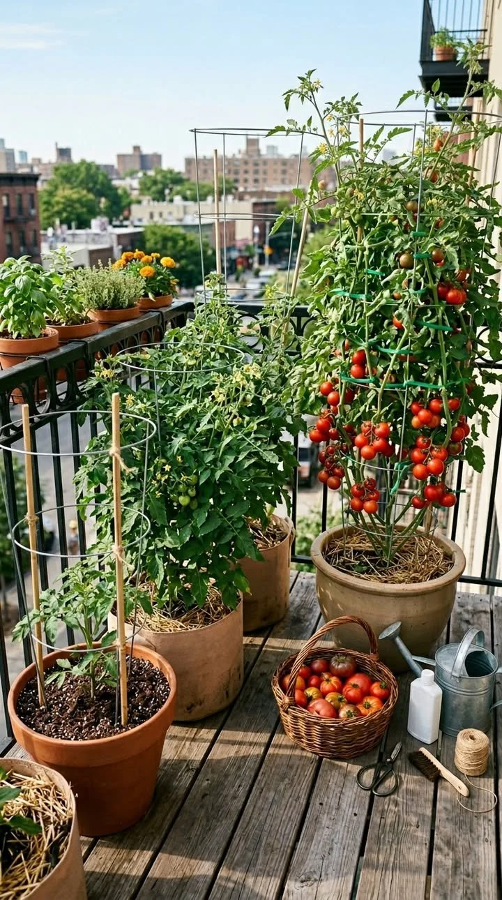 Tomatoes in Containers: Easy Harvests for Small Spaces 1 Container-grown tomatoes for easy harvesting in small outdoor spaces