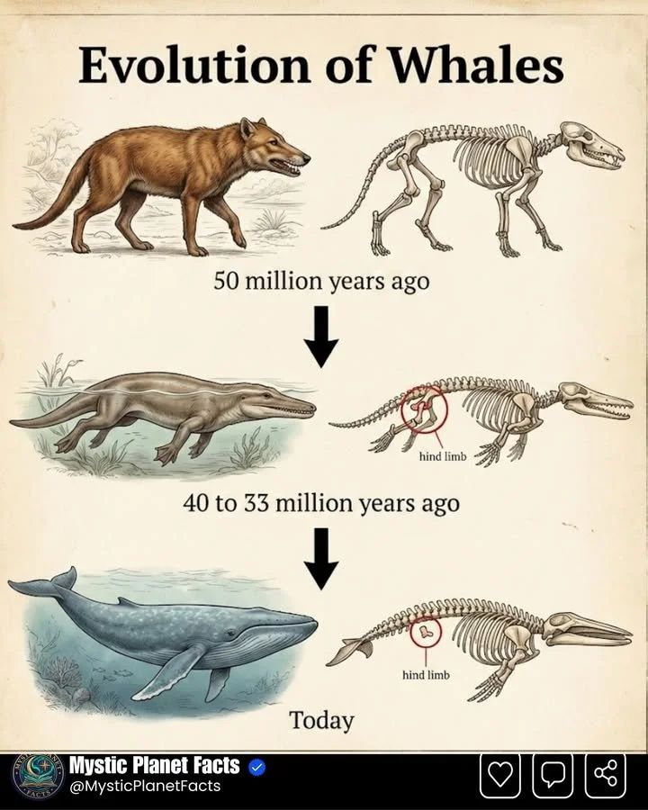 Whale Evolution: From Pakicetus to Dorudon 1 Illustration of whale evolution from Pakicetus to Dorudon showing key stages.