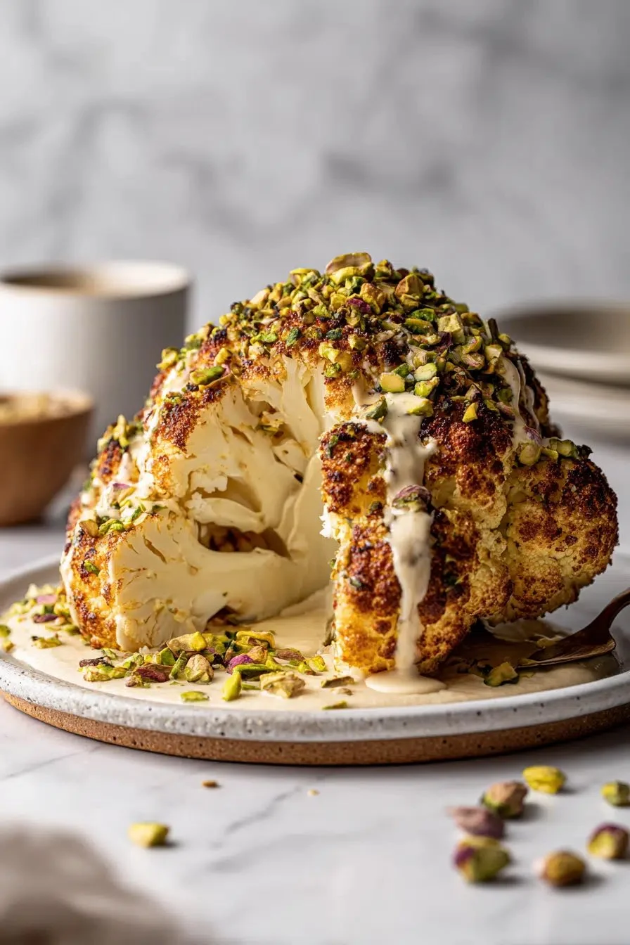 Whole Roasted Cauliflower 1 Whole roasted cauliflower garnished with herbs and spices